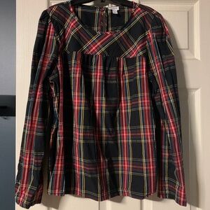 Plaid Women's Top - Black and Red